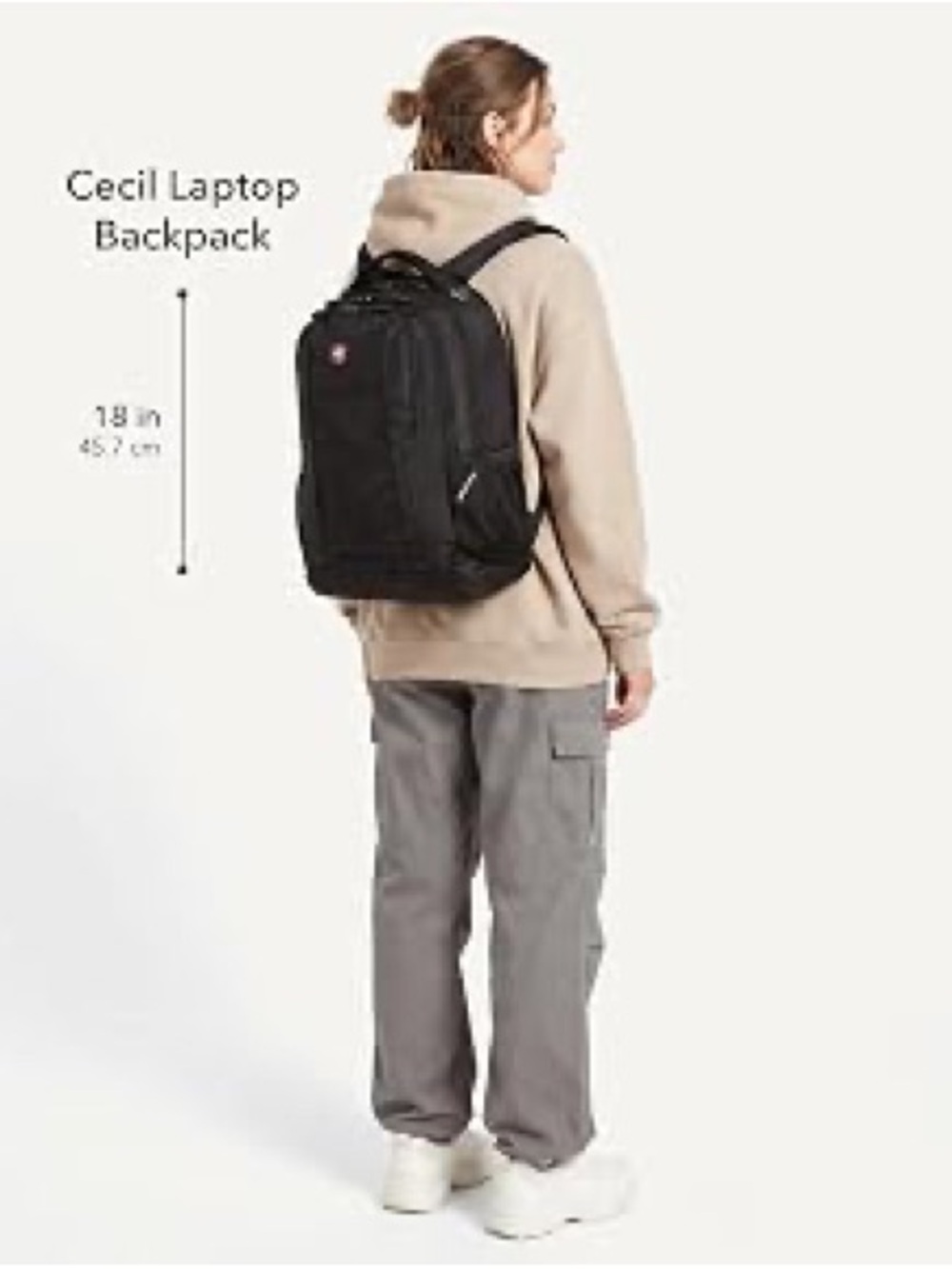SWISSGEAR Cecil Laptop Backpack 27.3L, Fits 16-Inch Laptops, Black - Picture 8 of 12